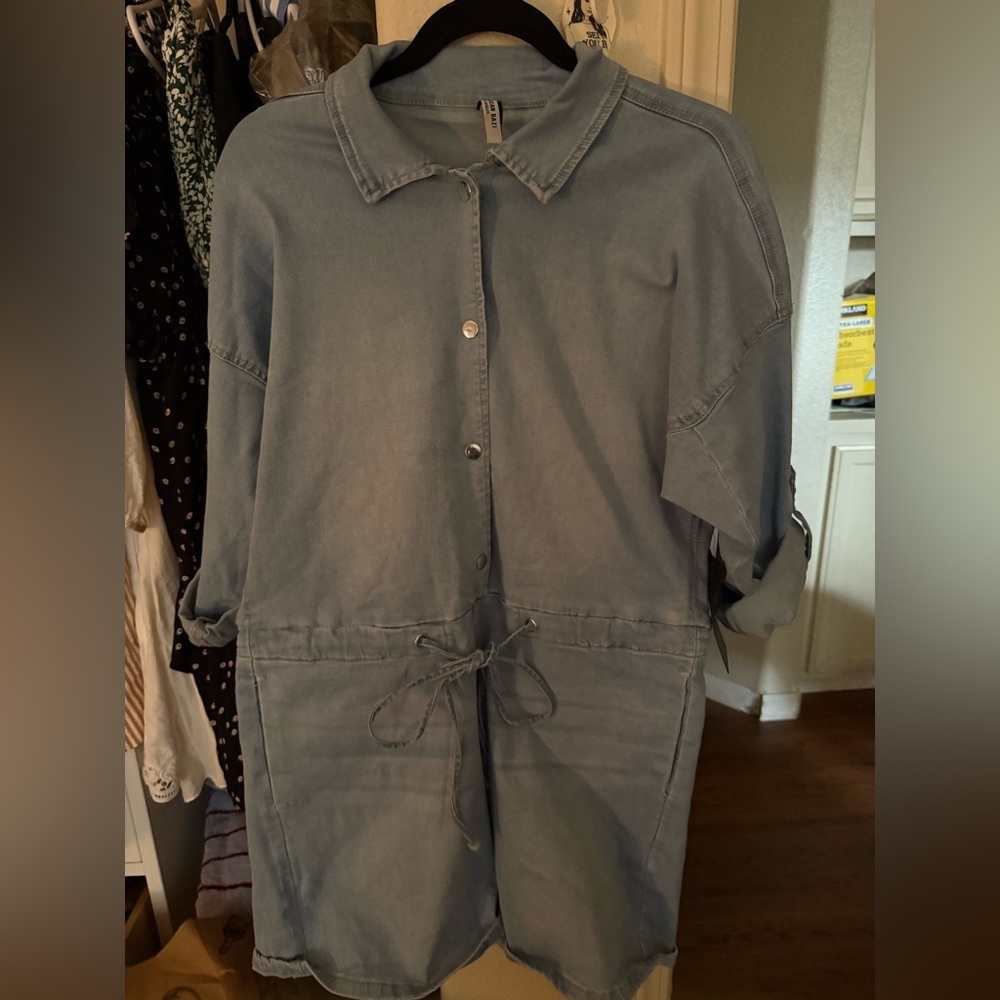 American Bazi Light Blue Denim Romper